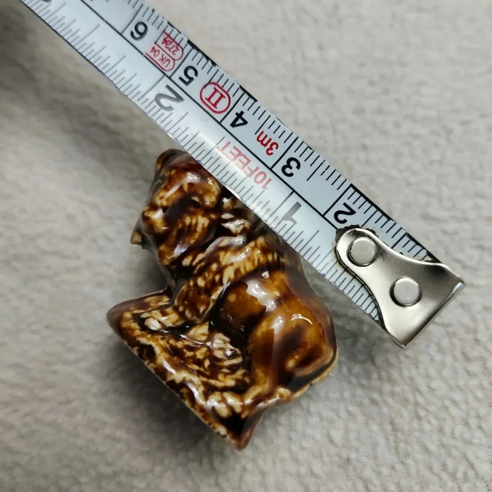 Vintage Mini Pottery Glazed Buffalo Figurine Brown Bison